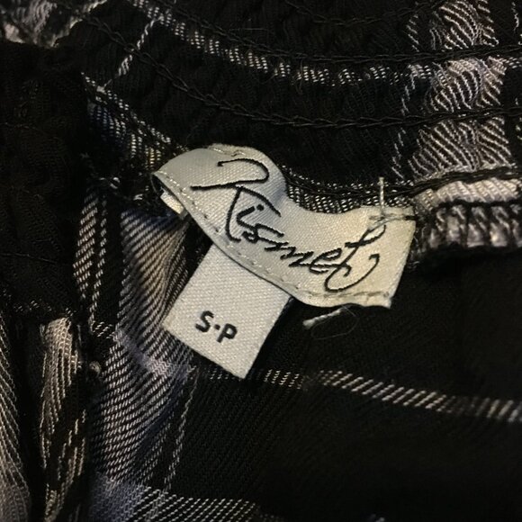 Black & White Plaid Rayon Ruch Waist Crop Top - Picture 9 of 15